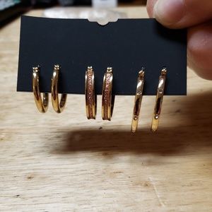Gold-tone hoop earring set NWOT